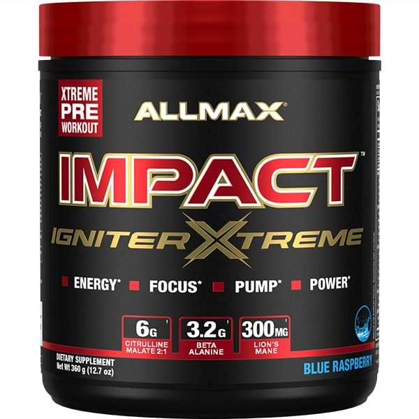 Allmax Impact Igniter Xtreme Pre Workout (360g) Pre-workout Blue Raspberry Allmax Nutrition