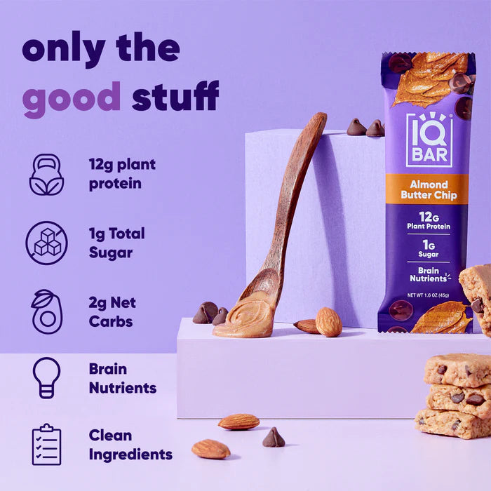 IQBAR Brain and Body Vegan Keto Protein Bar (1 bar) - Top Nutrition and Fitness 