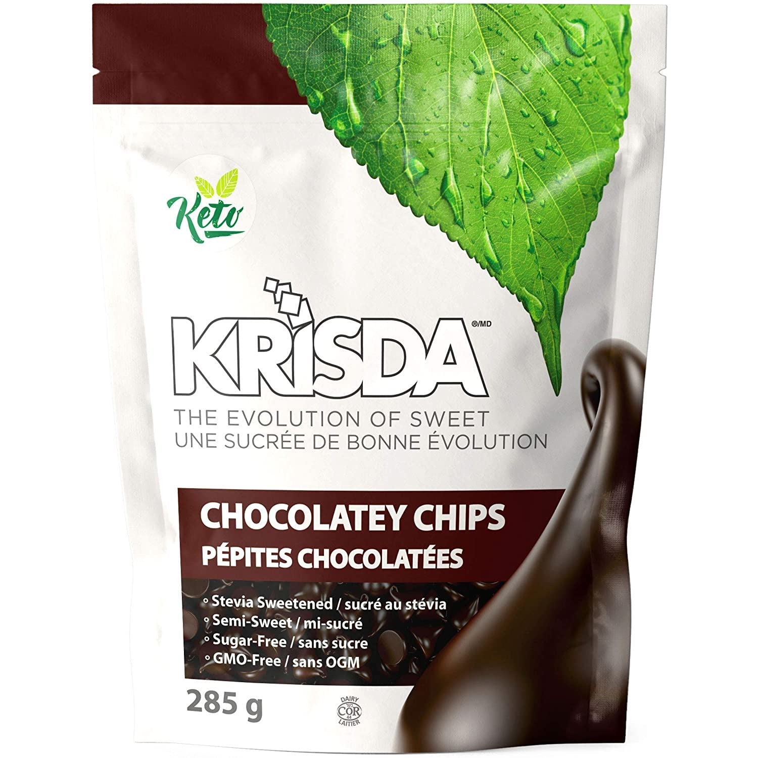 Krisda SUGAR-FREE Semi-Sweet Chocolatey Chips (285g) 