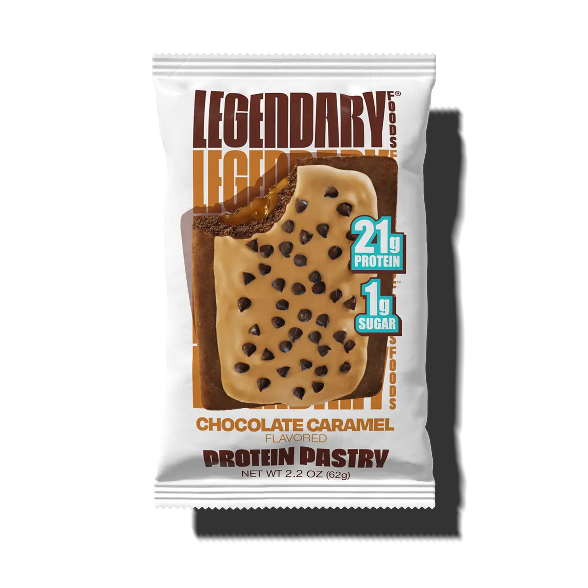 Legendary Foods Chocolate Caramel Protein Pastry single pack front, 21g protein, gluten-free