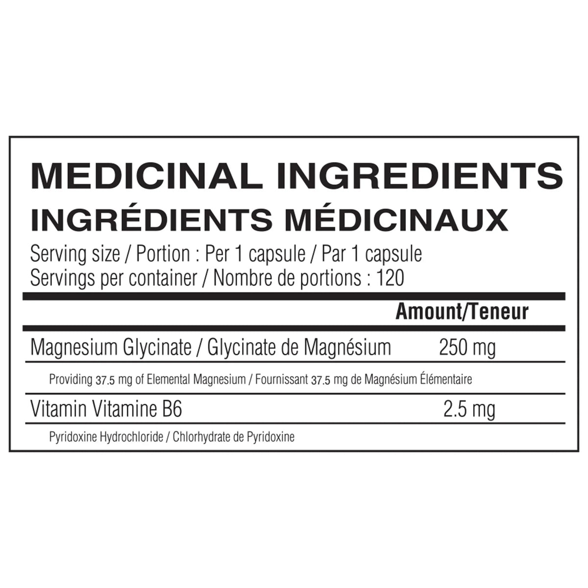 Believe Vitamin B6 + Magnesium (120 vegan caps) — Supplement Facts panel