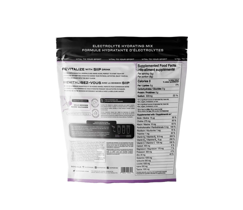 SIIP Electrolyte Hydration Drink with Aminos & BCAAs — Sugar-Free (30 servings)