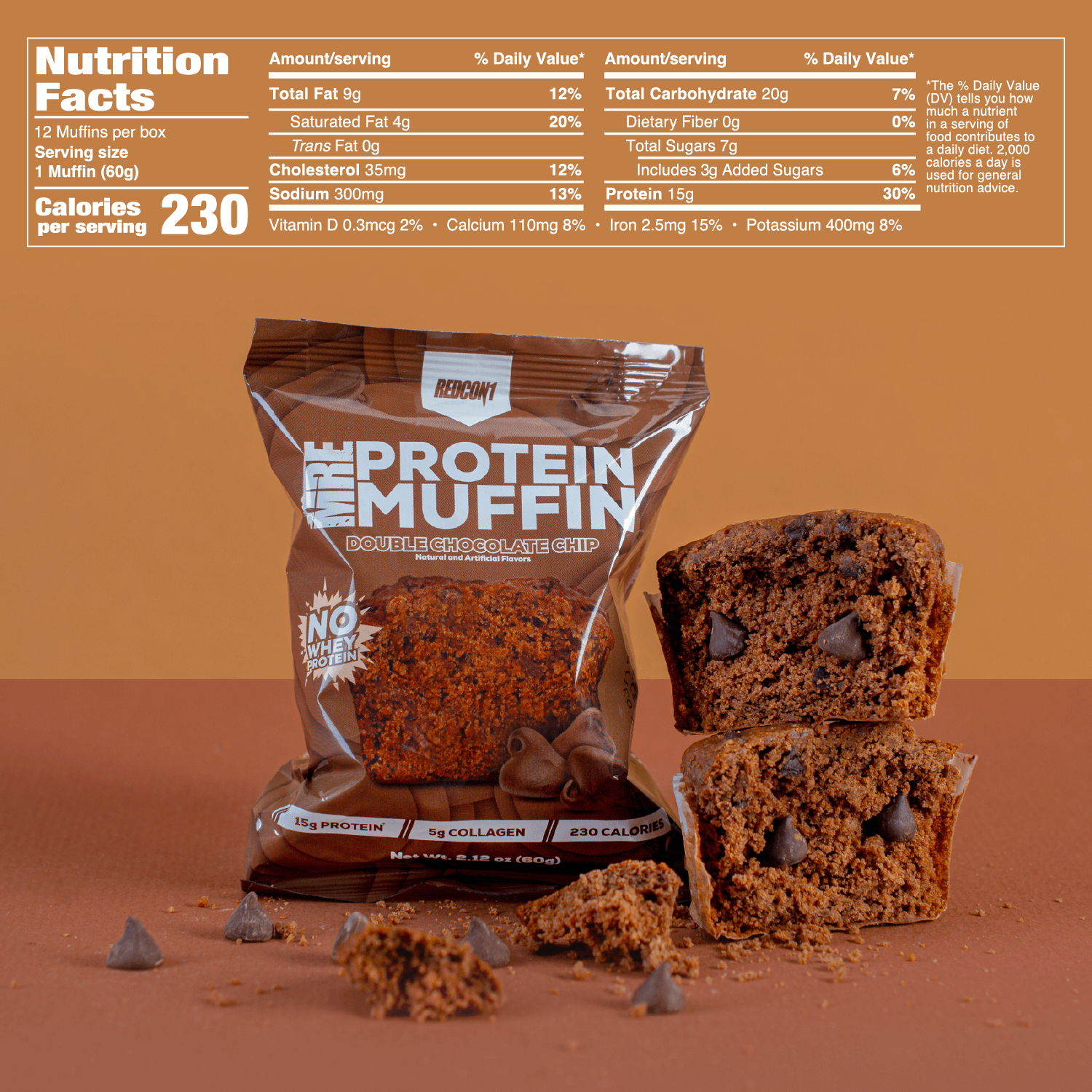RedCon1 MRE Protein Muffin - Double Chocolate Chip 1 bar Redcon1 Top Nutrition Canada