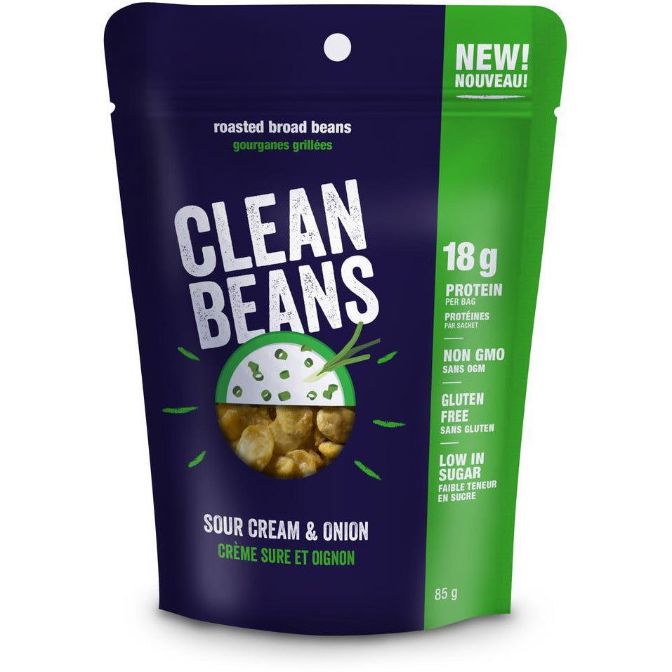 Nutraphase Clean Beans Sour Cream and Onion roasted broad beans, green bag, 18g protein vegan