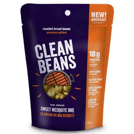 Nutraphase Clean Beans Sweet Mesquite BBQ roasted broad beans, orange bag, 18g protein vegan