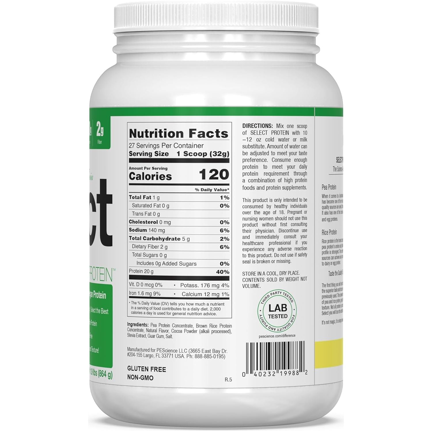 PEScience Select Vegan Protein (27 servings) - Top Nutrition and Fitness 