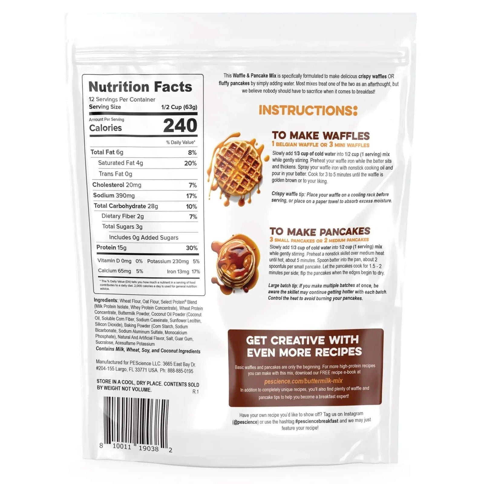 Pescience Pancake & Waffle Mix (12 servings) 