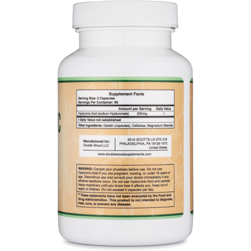 Double Wood Supplements Hyaluronic Acid 180 capsules BEST BY 09/23 Double Wood Supplements Top Nutrition Canada