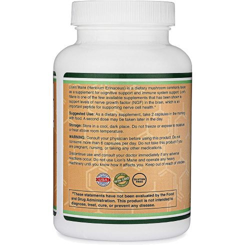 Double Wood Supplements Lion's Mane Mushroom 120 capsules Double Wood Supplements Top Nutrition Canada