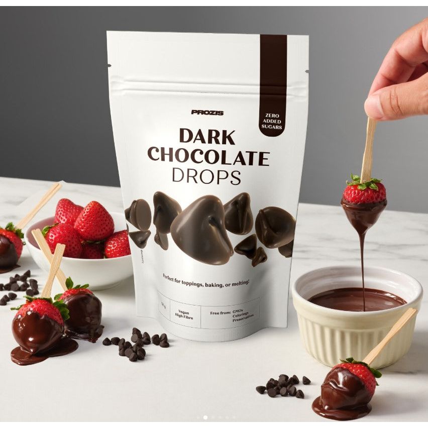 Prozis Chocolate Drops Vegan Sugar Free Dark Choc Chips (150g) - Top Nutrition and Fitness 