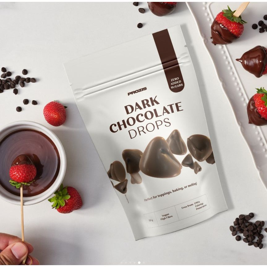 Prozis Chocolate Drops Vegan Sugar Free Dark Choc Chips (150g) - Top Nutrition and Fitness 