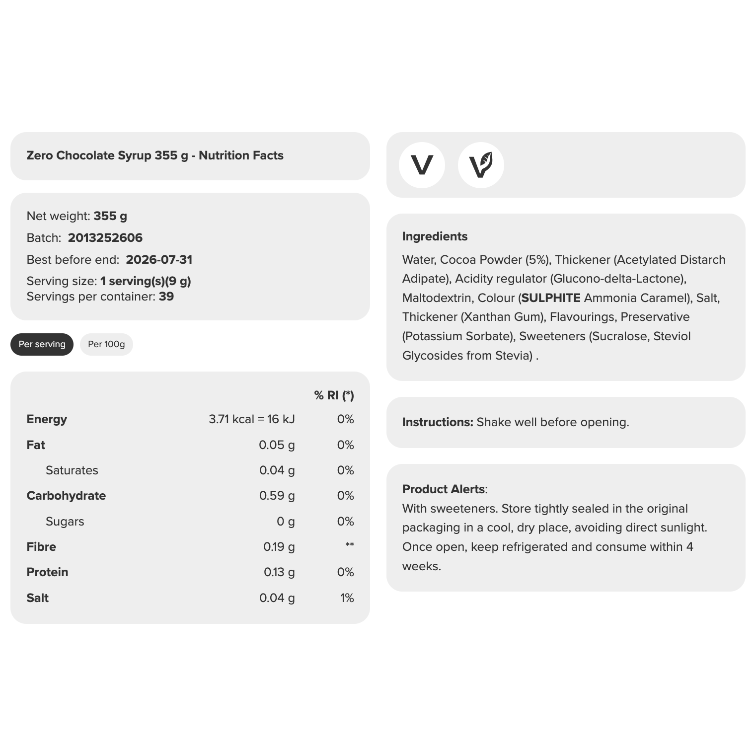 Prozis Zero Sauce (355g- 3-5 calorie syrups) - Top Nutrition and Fitness 
