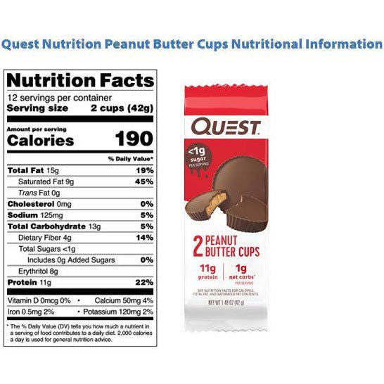 Quest Peanut Butter Cups (Box of 12 2-cup packages) - Top Nutrition and Fitness 