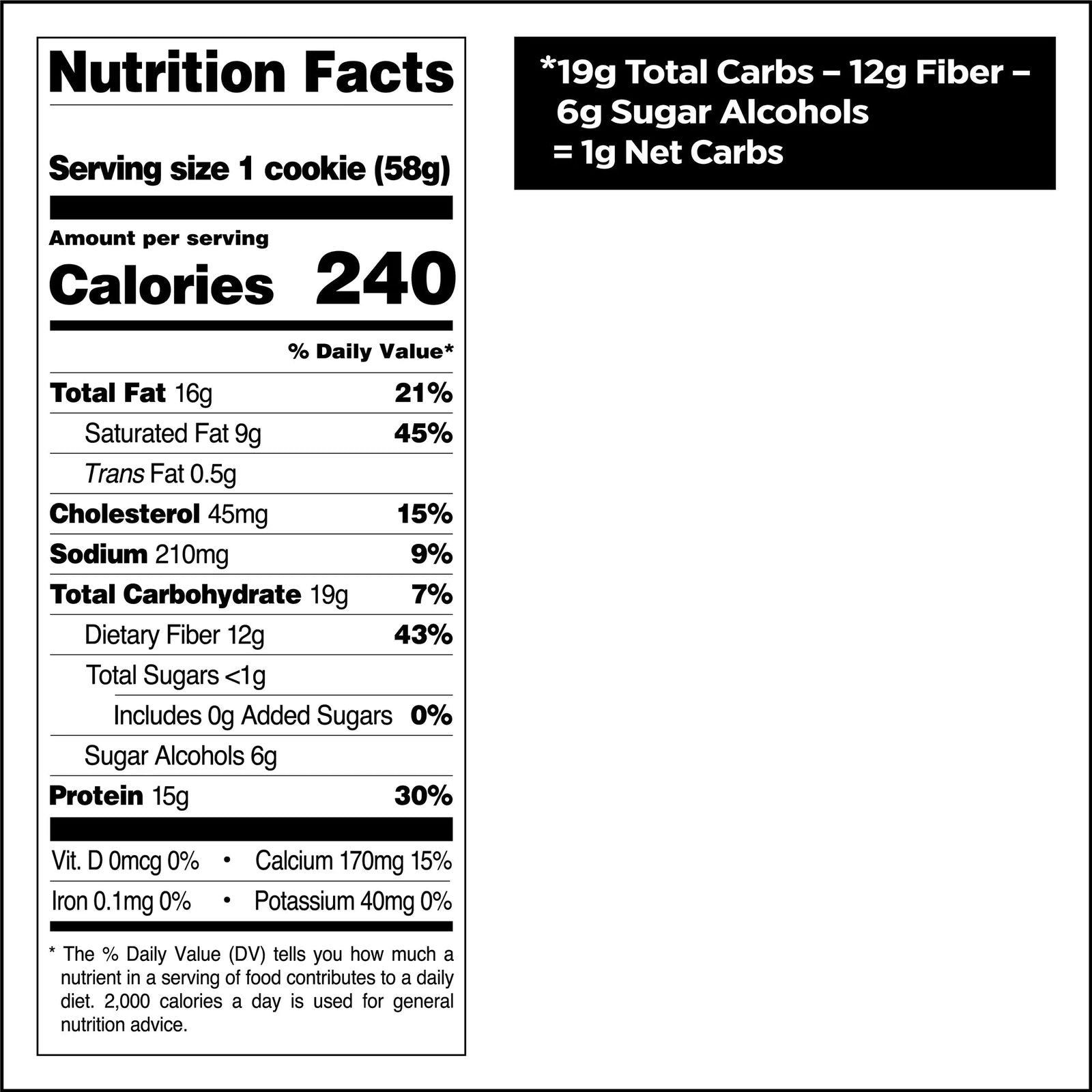 Quest Nutrition Keto GF Protein Cookies (1 cookie) 