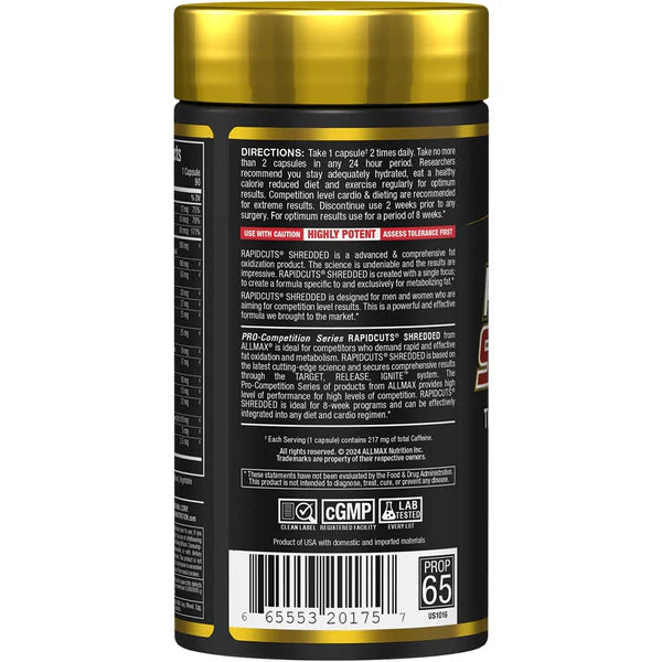ALLMAX Rapidcuts Shredded (90 capsules) — Allmax Nutrition — Buy in Canada at Top Nutrition & Fitness