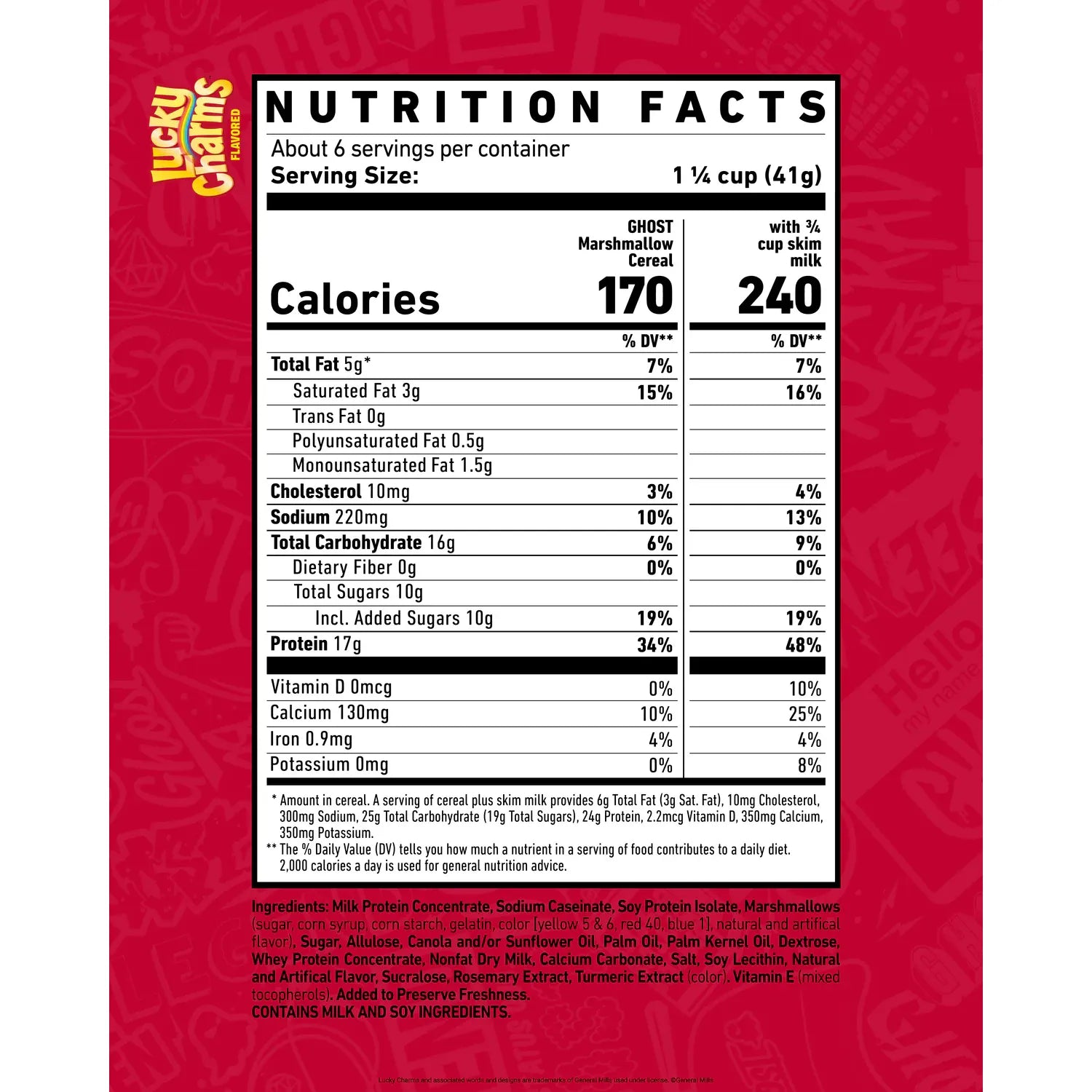 GHOST High Protein Cereal (1 box) Nutrition Facts panel