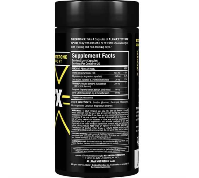 Allmax TestoFX Sport Natural Testosterone Support (80 Caps)