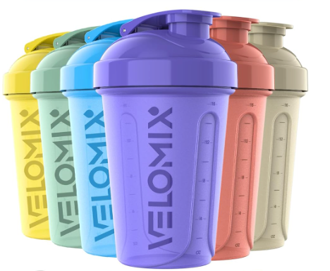 VELOMIX Shaker Bottle with stainless ball (1 bottle - 20oz)