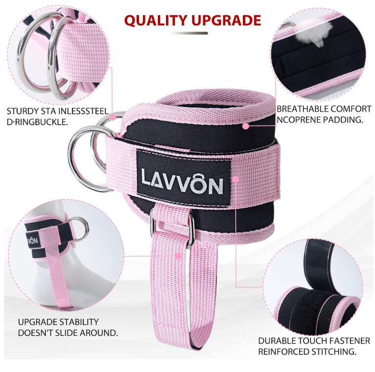 Single padded ankle strap for leg curls, hip abductors and glute kickbacks on a cable machine