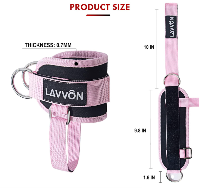 Neoprene ankle strap attached to a cable pulley for glute kickback training