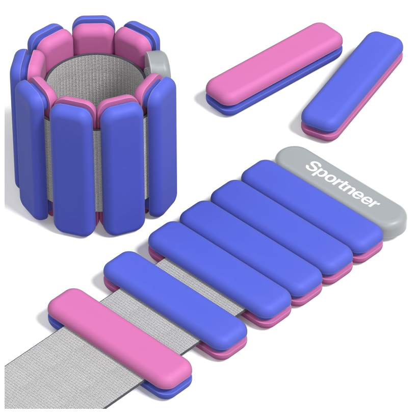 Sportneer adjustable wrist and ankle weights, 2 lb each, pair with elastic Velcro straps