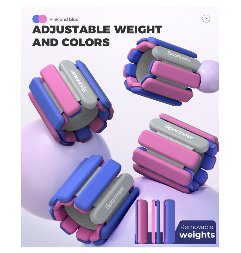 Sportneer 2 lb wearable weights waterproof design for indoor and water-based exercise