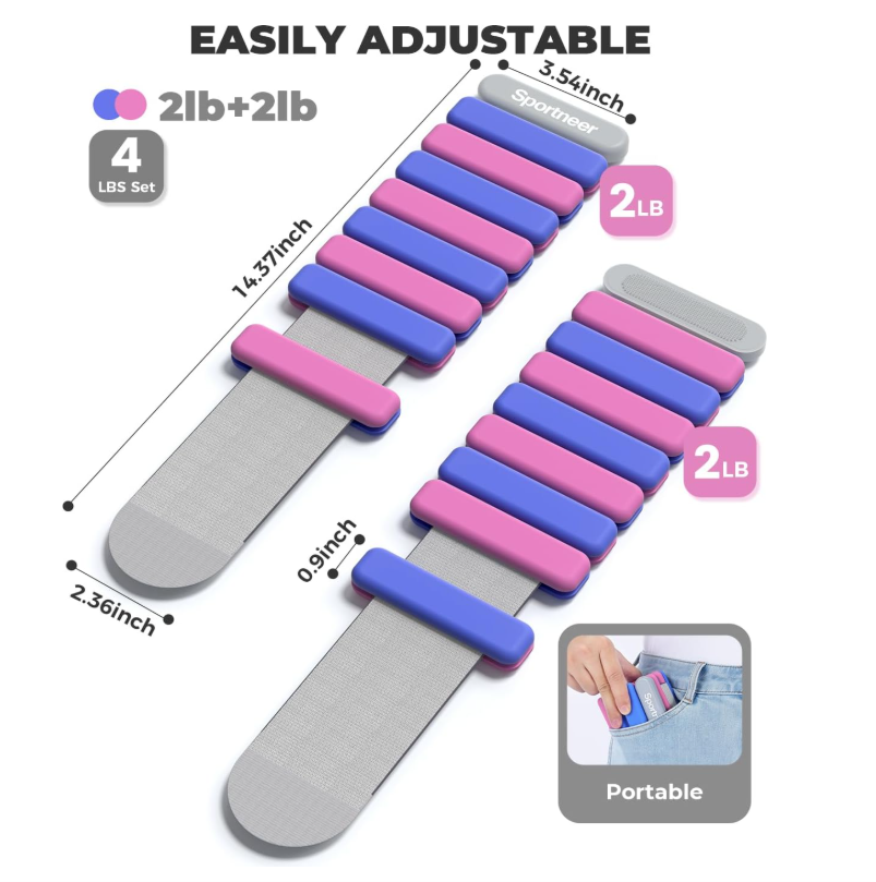 Sportneer wrist weights worn on the wrist for low-impact resistance during a workout