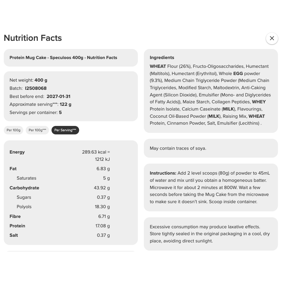 Prozis Protein Mug Cake Mix (400g)