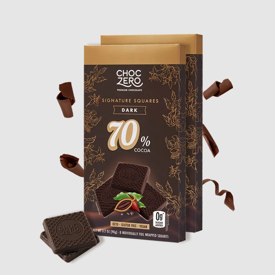 ChocZero Sugar Free Keto Bark (1 bar of 8 pieces) — sugar-free keto chocolate bark, product packaging
