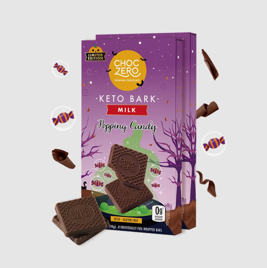 ChocZero Sugar Free Keto Bark (1 bar of 8 pieces) — sugar-free keto chocolate bark on display