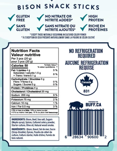 BUFF Buckaroos — Little Bison Dried Sausage Snacks (1 box of 15 bites)