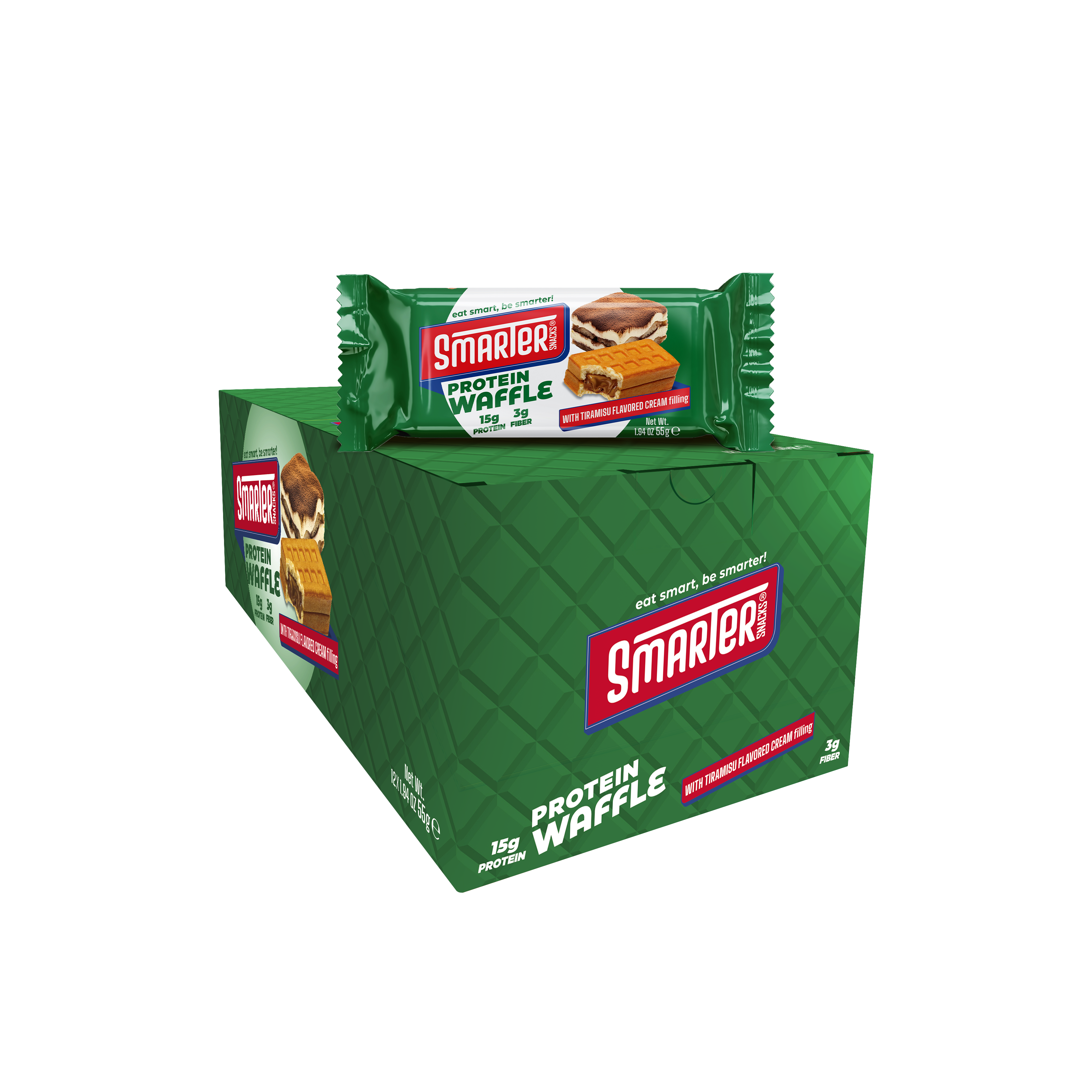 Smarter Snacks Protein Waffle Tiramisu Cream box of 12 waffles, 15g protein each