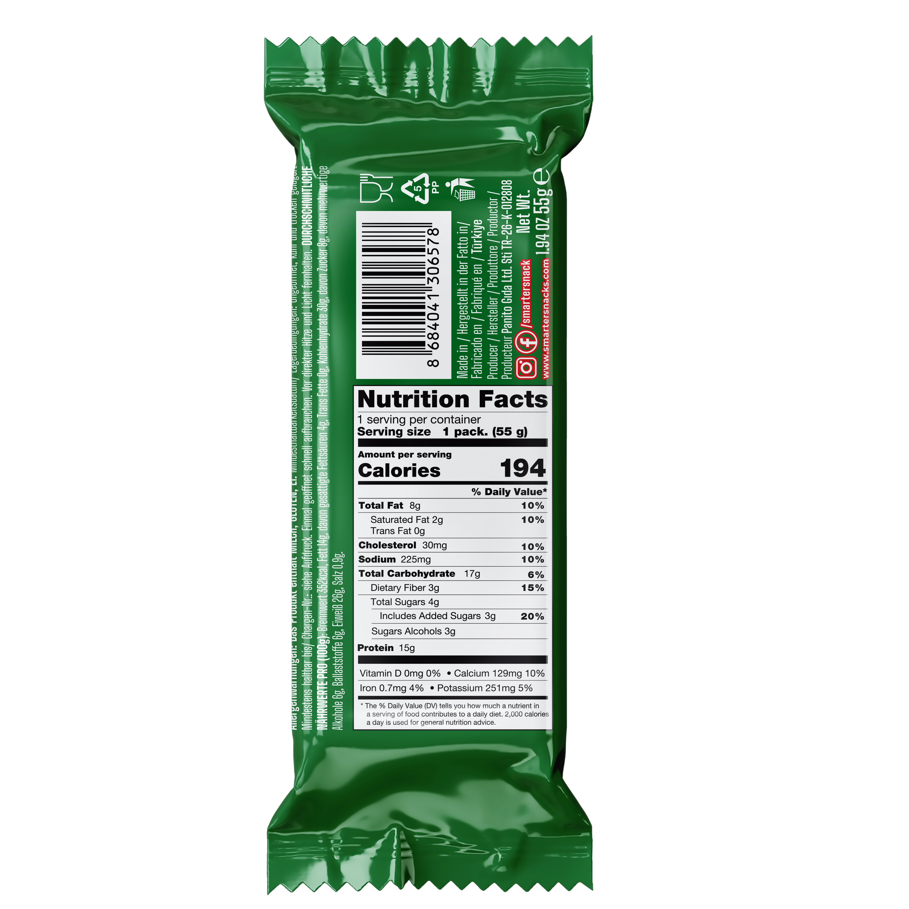 Smarter Snacks Protein Waffle Tiramisu Cream nutrition facts and ingredients label