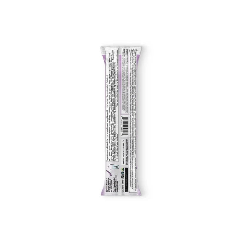 Supplemented Food Facts on the back of SIIP Wild Berries hydration drink stick, 8g single-serve sachet
