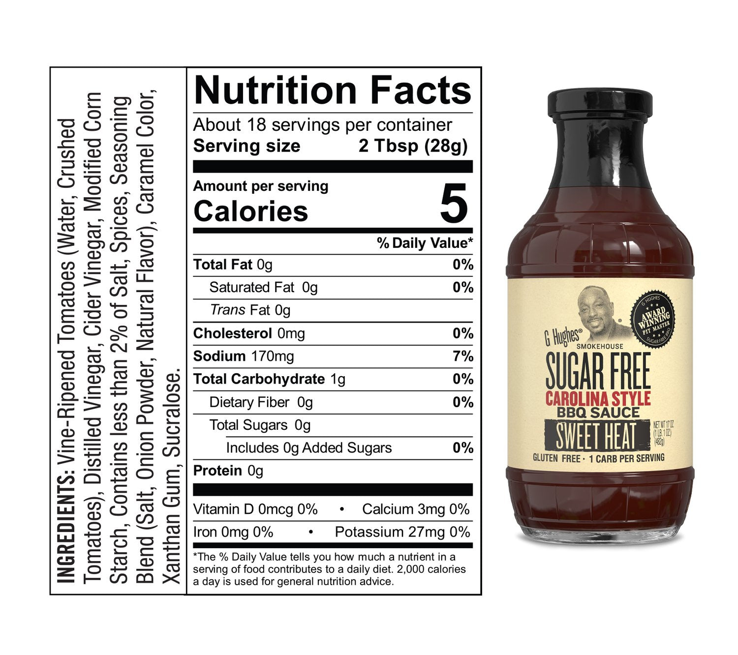 Sauce barbecue sans sucre G Hughes Keto (bouteille de 18 oz)