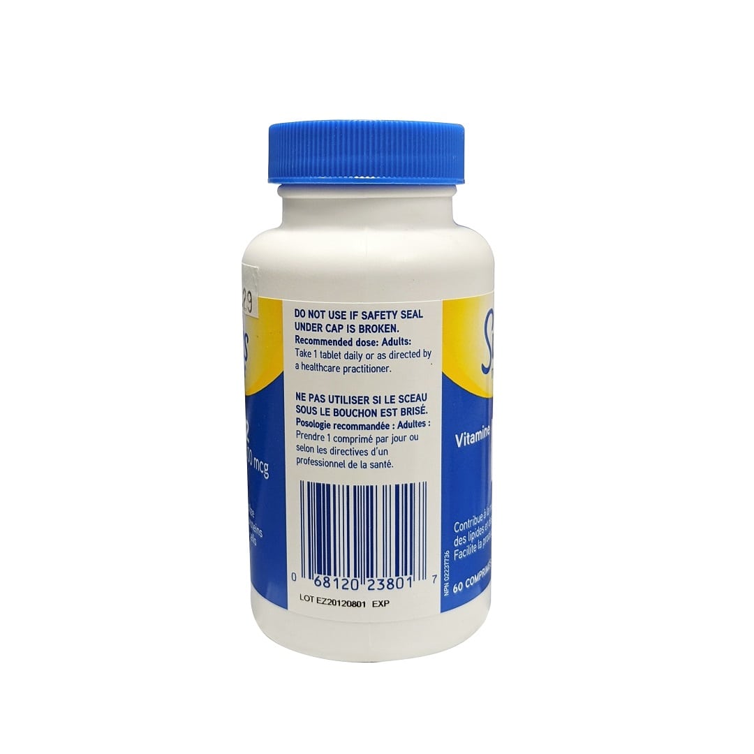 Swiss Natural Vitamin B12 1000 mcg bottle directions panel — take 1 tablet daily, 60 tablets