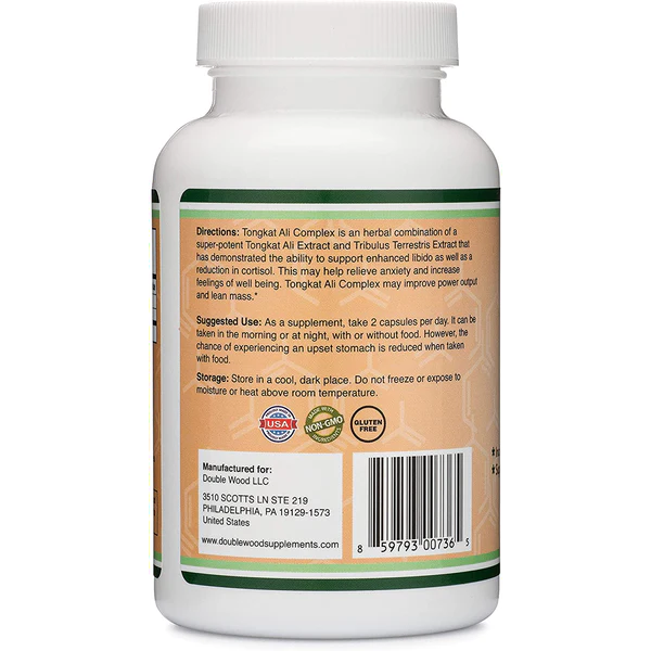 Double Wood Supplements Tongkat Ali Extract 120 x 500 mg capsules Double Wood Supplements Top Nutrition Canada