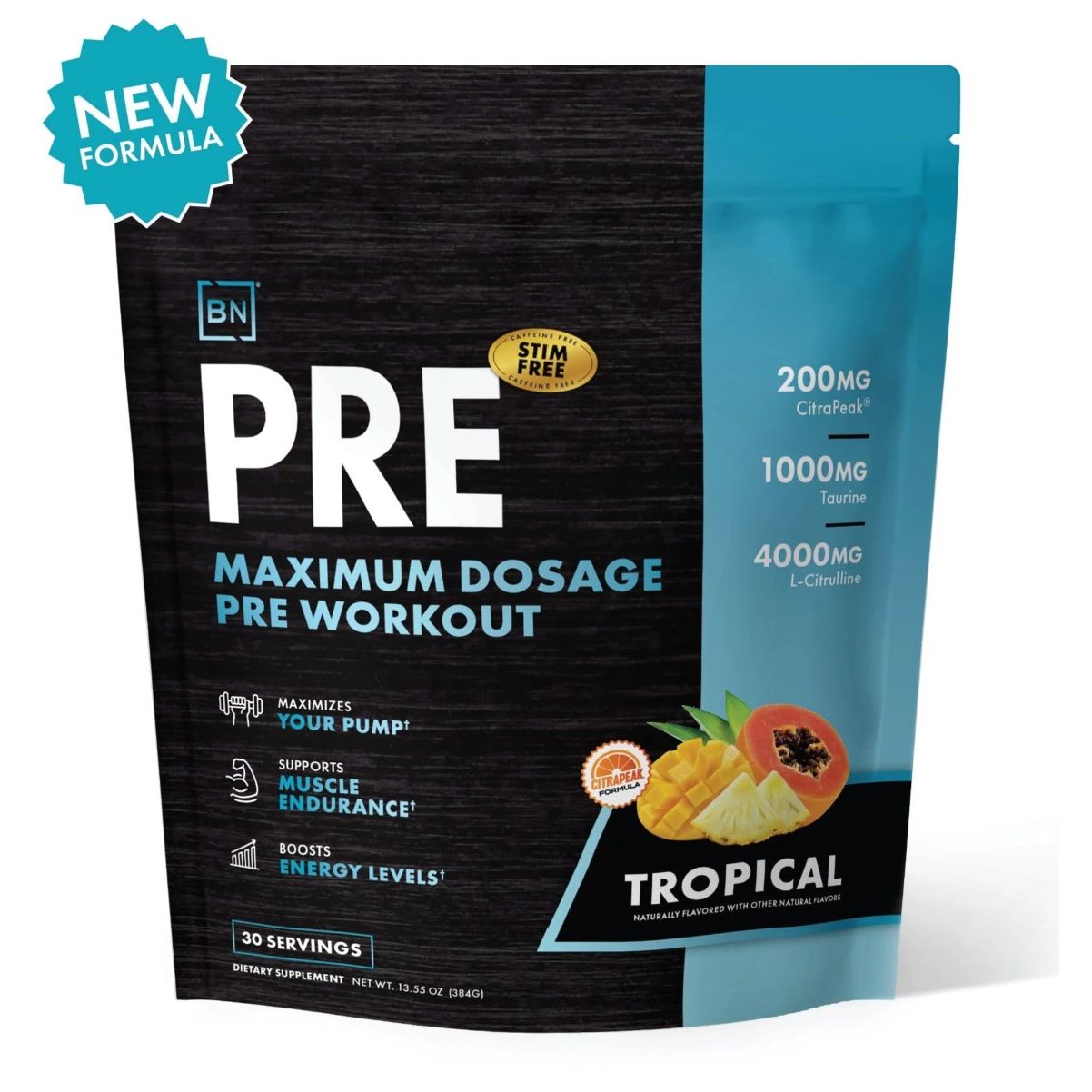 Bowmar Nutrition PRE WORKOUT (30 servings) — Tropical | Stim FREE