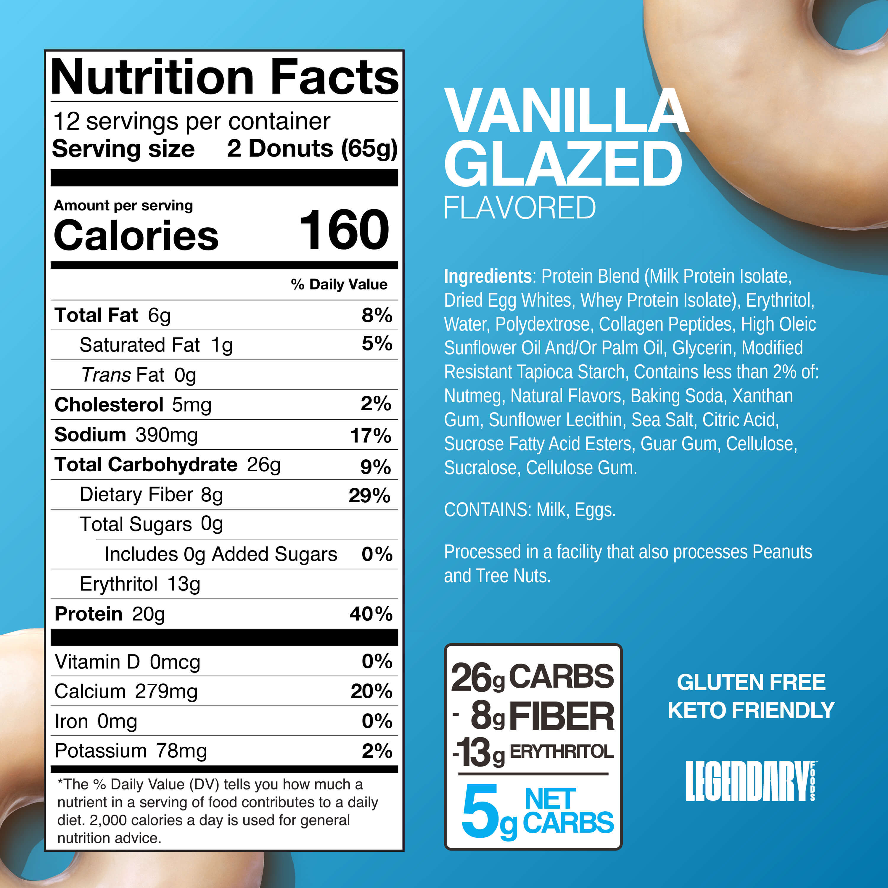 Legendary Protein Donuts Nutrition Facts label