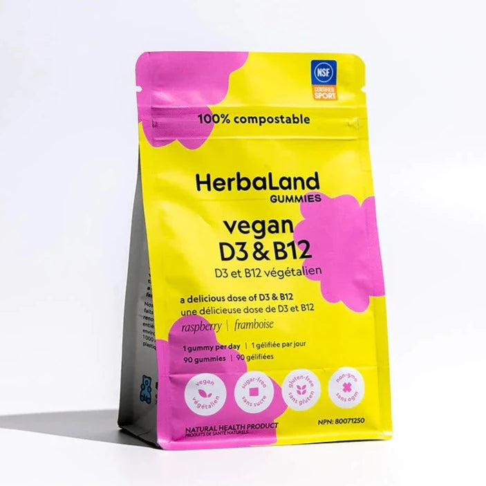 Herbaland Vegan D3 et B12 Gummies (90 gommes)