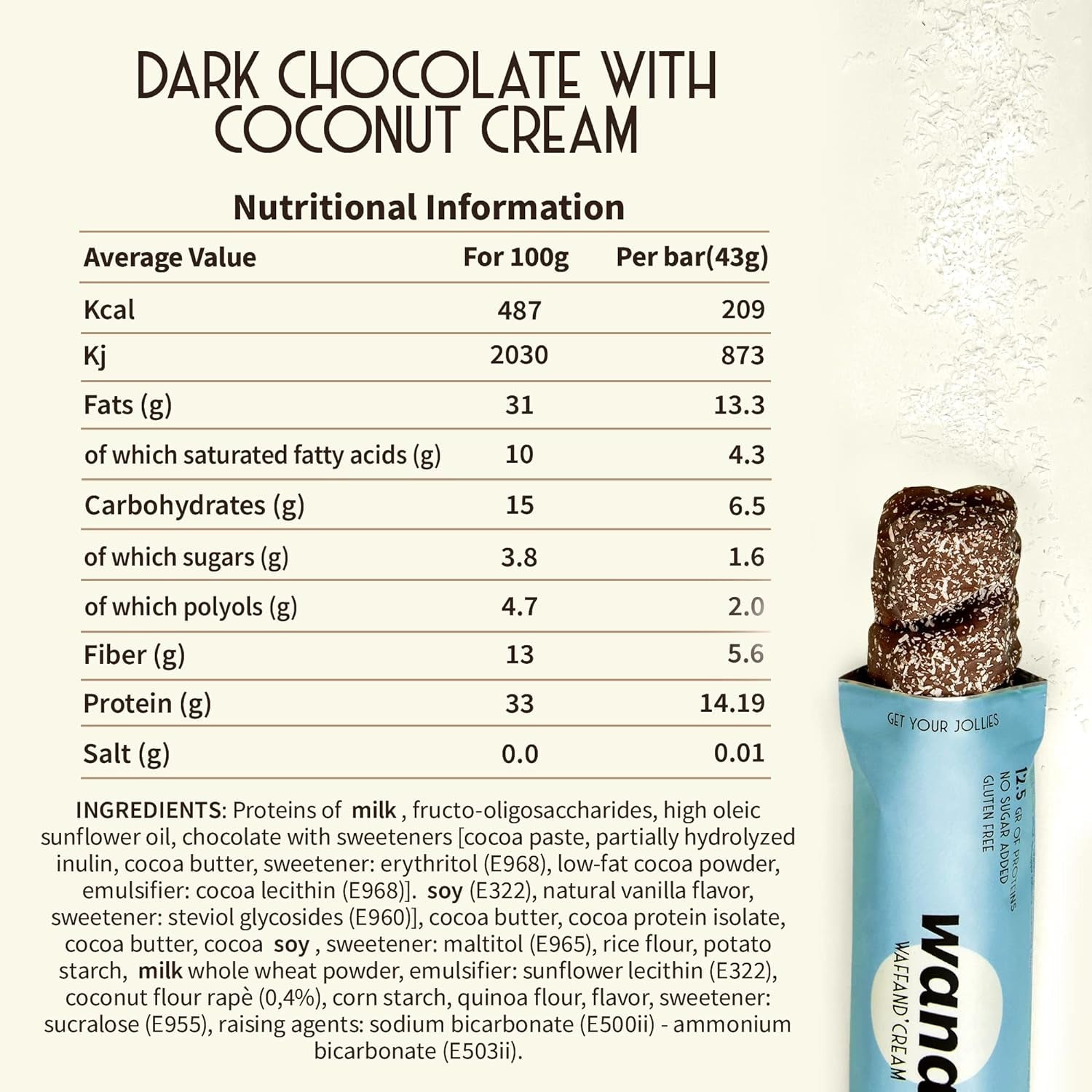 WANA Waffand'Cream "Kinder Bueno" Keto Protein Bar (1 bar) 