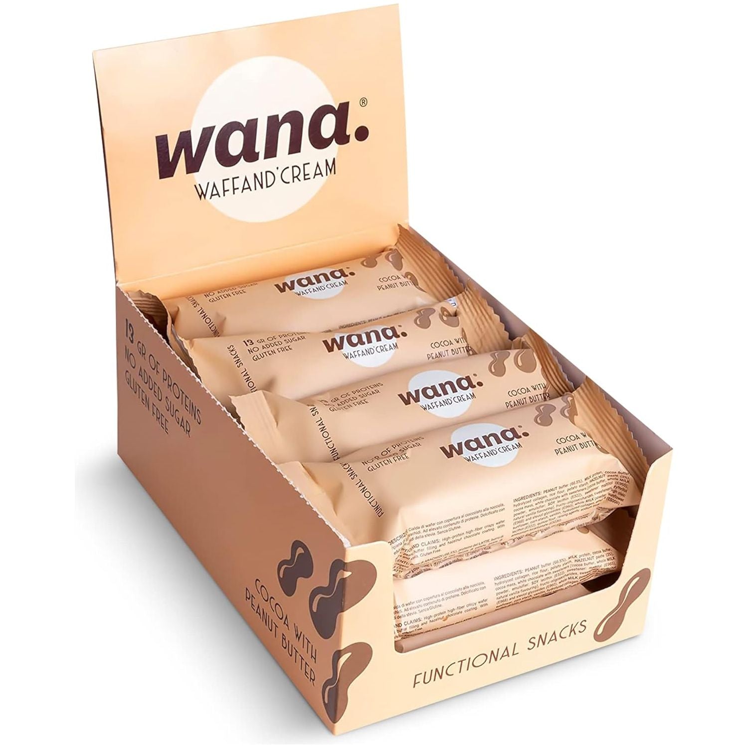 WANA Waffand'Cream "Kinder Bueno" Keto Protein Bars (1 Box of 12 Bars) 