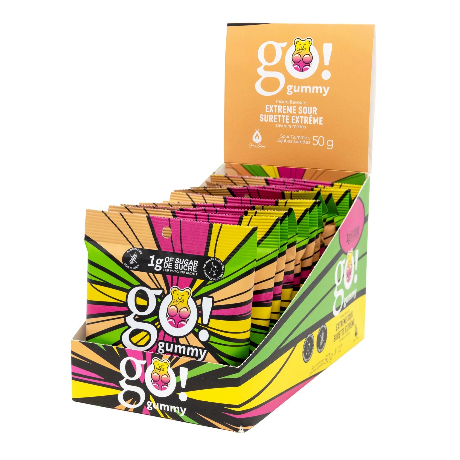 Go Nutrition Go Gummies – Low Sugar Candy Gummies (1 Box of 12) — Sour bag