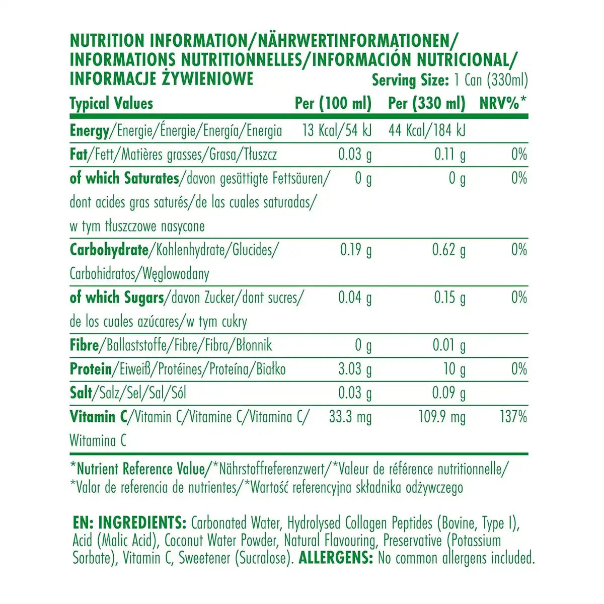 Applied Nutrition Sparkling Protein Collagen Water RTD (1 can)