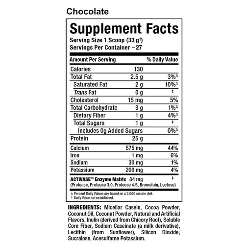 ALLMAX CaseinFX — Slow-Release Micellar Casein Protein Powder (2lbs) Nutrition Facts panel