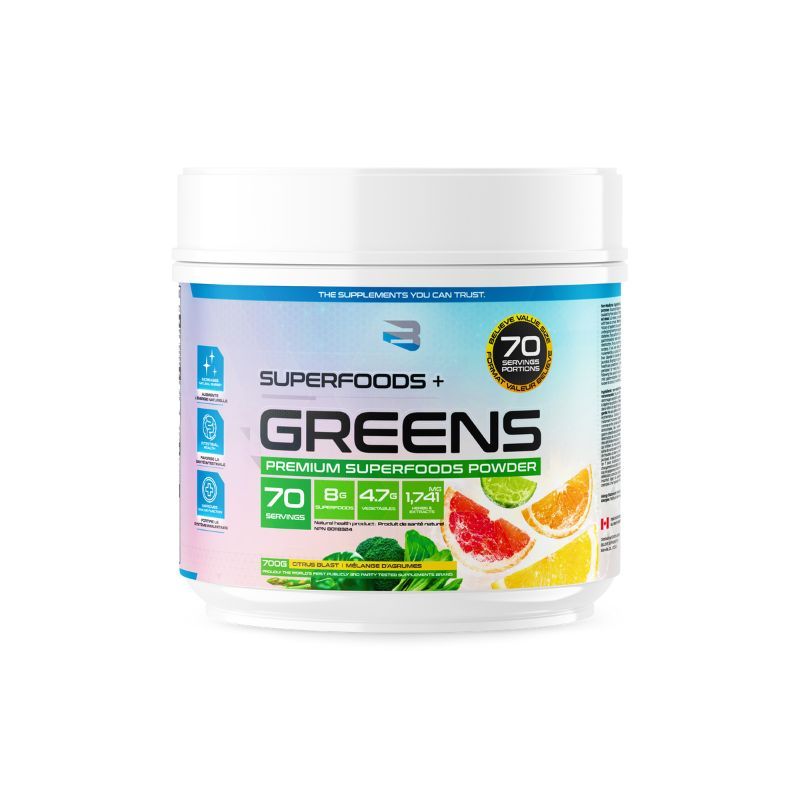NEW SIZE Believe Supplements Organic Greens (70 servings) Greens Citrus Blast Believe Supplements