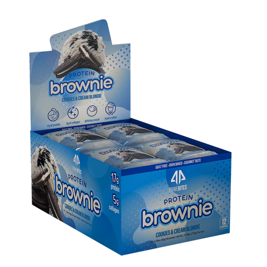 AP Prime Bites Protein Brownie (1 box of 12) Protein Snacks Cookies & Cream Blondie Alpha Prime