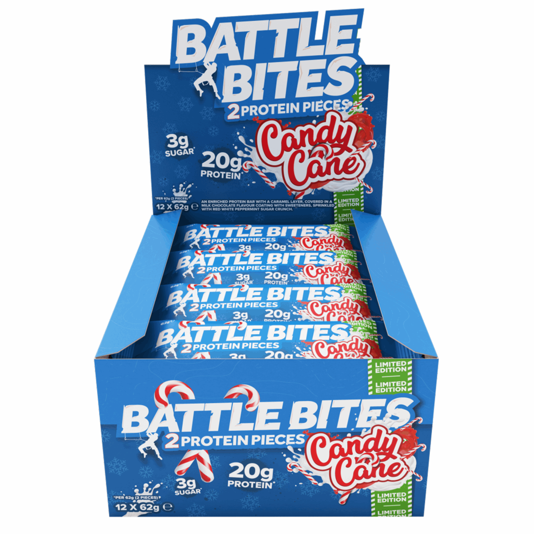 Battle Snacks Battle Bites Low-Carb Protein Bar (Box of 12) Protein Snacks Candy Cane Battle Snacks