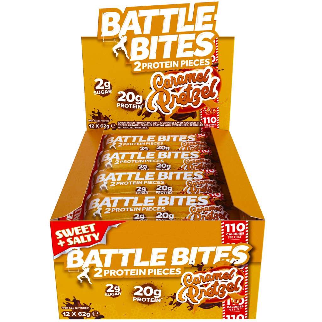 Battle Snacks Battle Bites Low-Carb Protein Bar (Box of 12) Protein Snacks Caramel Pretzel BEST BY OCT 8 2022 Battle Snacks