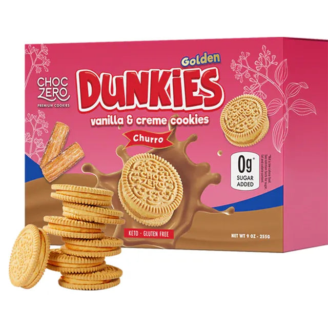 ChocZero Dunkies Keto Gluten Free CHURRO Sandwich Cookies (Box of 24)